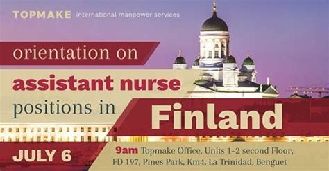 NURSE ASSISTANT Jobs in Finland for Topmake International Manpow.